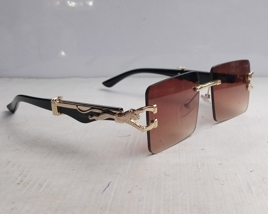 Retro Rimless Square Frame Brown