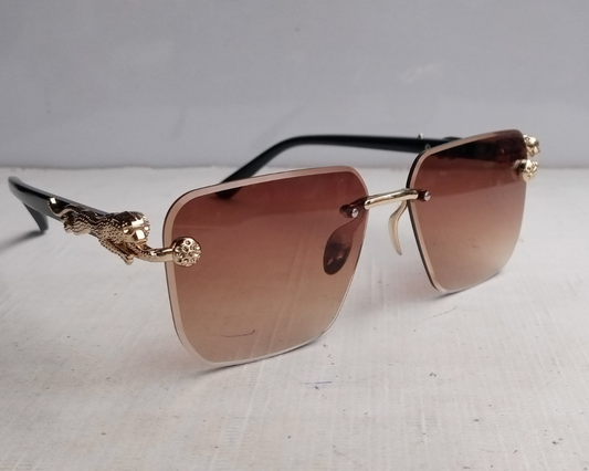 Retro Rimless Square Frame Brown