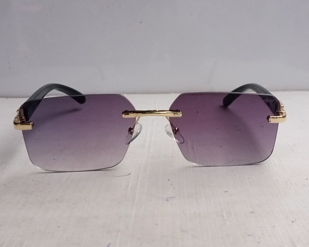 Rimless Retro Cut Edge Black purple