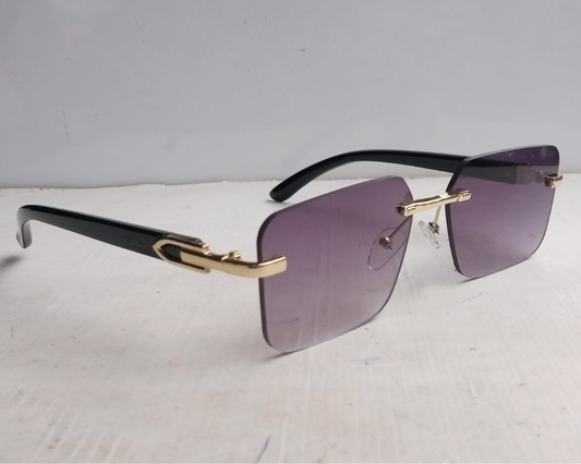 Rimless Retro Cut Edge Black purple