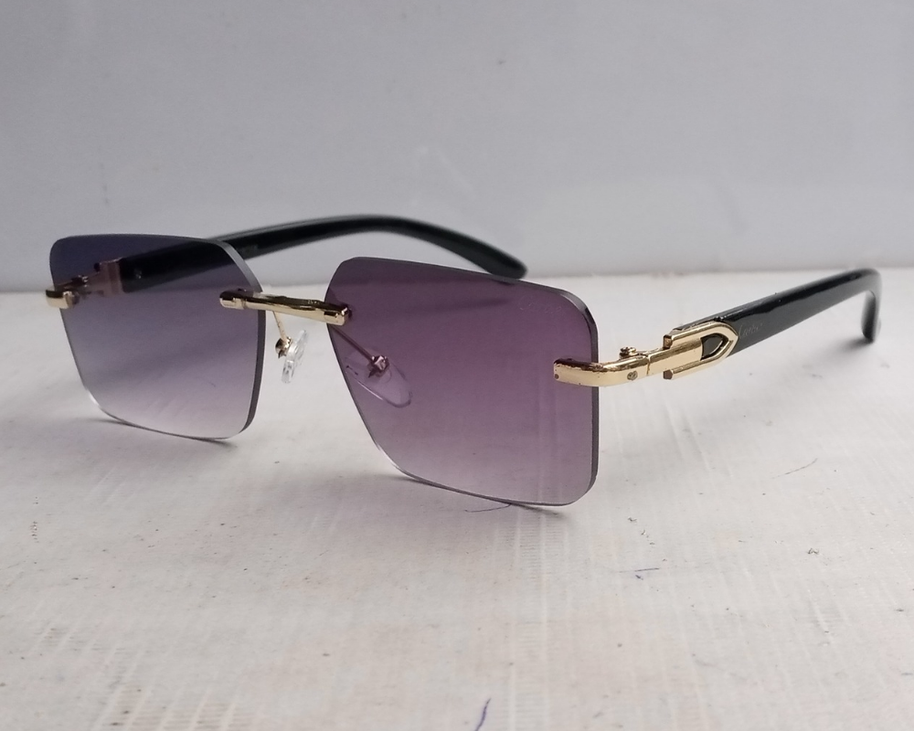 Rimless Retro Cut Edge Black purple
