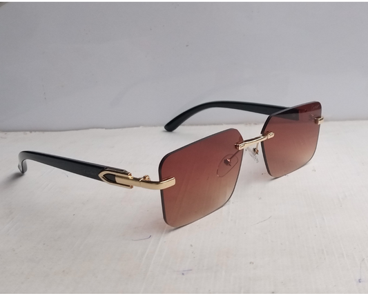 Retro Rimless Square Frame Brown Cartier