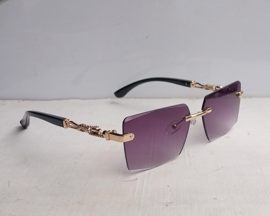Retro Rimless Square Frame Purple Black