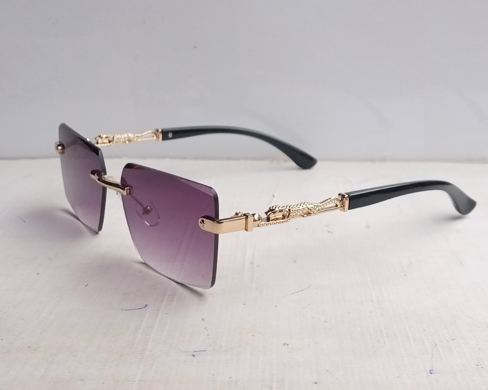 Retro Rimless Square Frame Purple Black