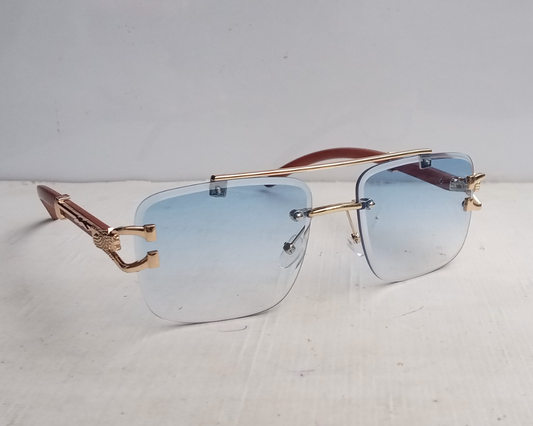 Rimless Cut Edge Rectangle Sunglasses