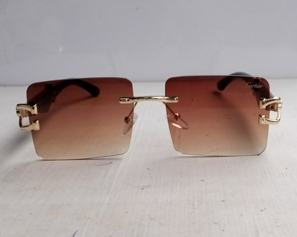 Retro Rimless Square Frame Brown