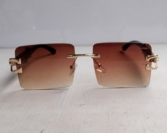 Retro Rimless Square Frame Brown
