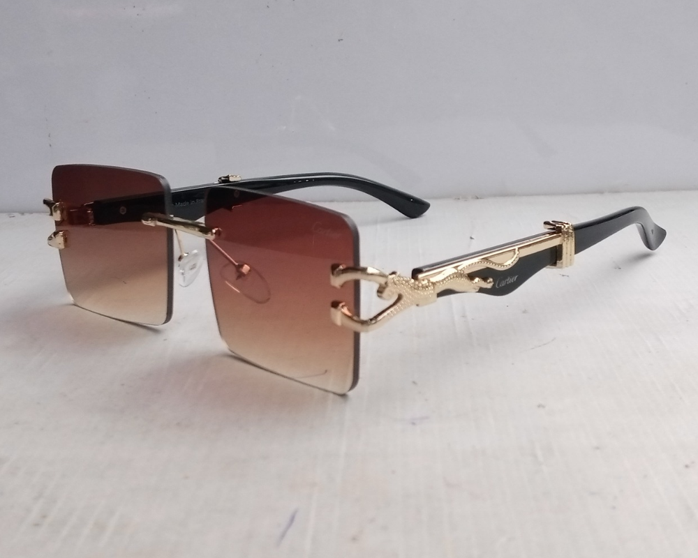 Retro Rimless Square Frame Brown
