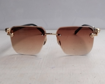 Retro Rimless Square Frame Brown