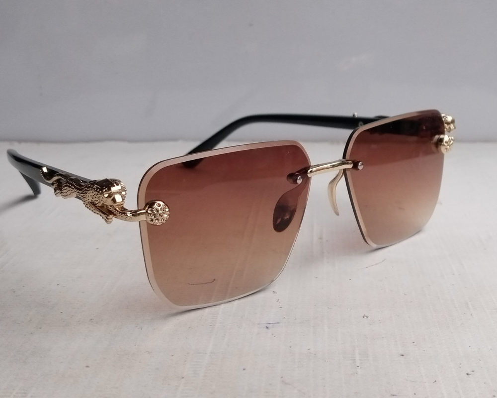 Retro Rimless Square Frame Brown
