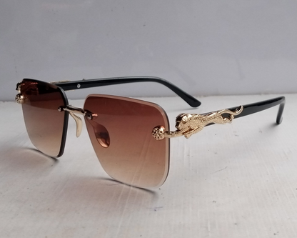 Retro Rimless Square Frame Brown