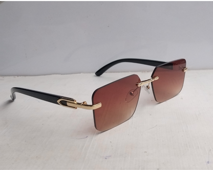 Retro Rimless Square Frame Browm Cartier