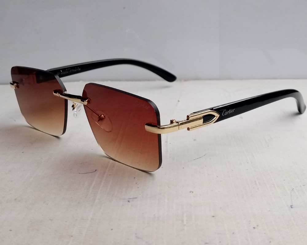 Retro Rimless Square Frame Browm Cartier