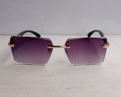 Retro Rimless Square Frame Purple Black