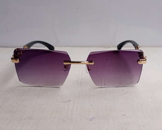 Retro Rimless Square Frame Purple Black