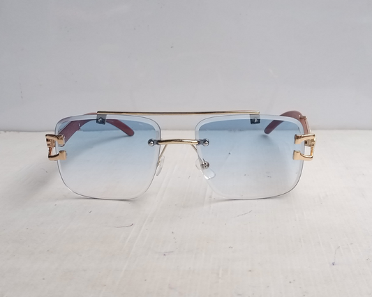 Rimless Cut Edge Rectangle Sunglasses