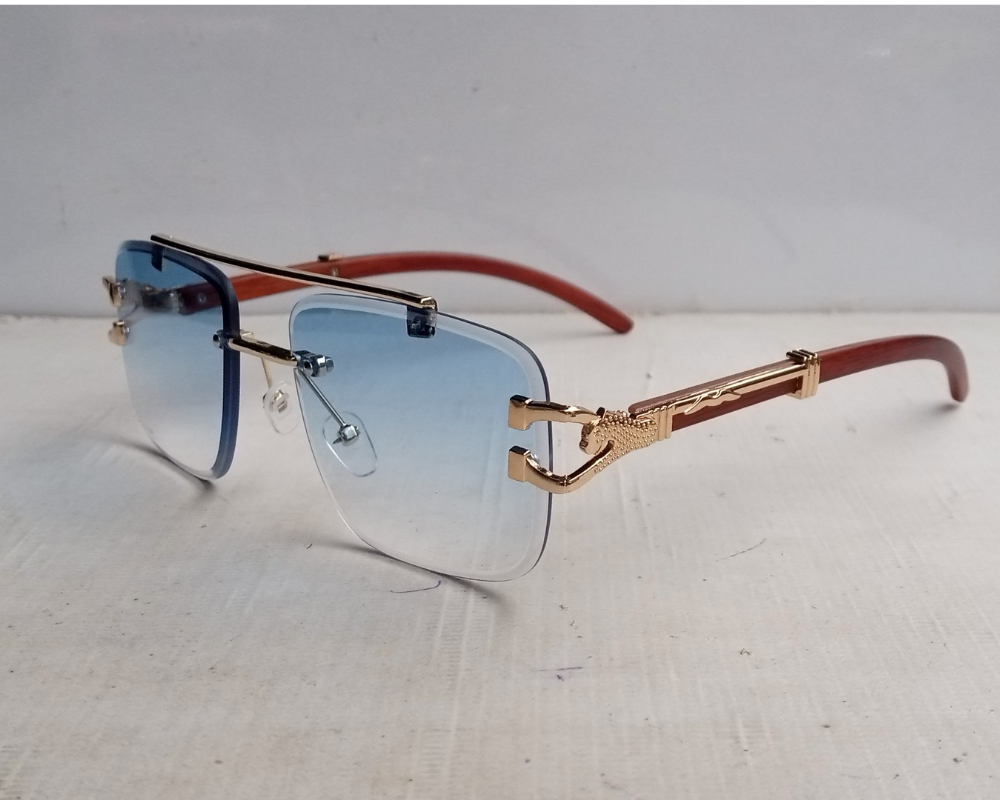 Rimless Cut Edge Rectangle Sunglasses