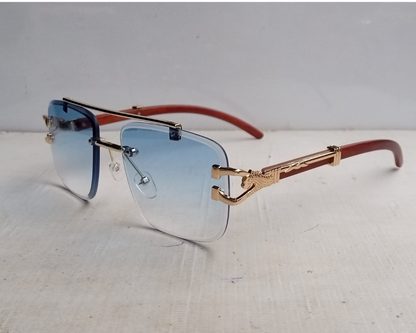 Rimless Cut Edge Rectangle Sunglasses